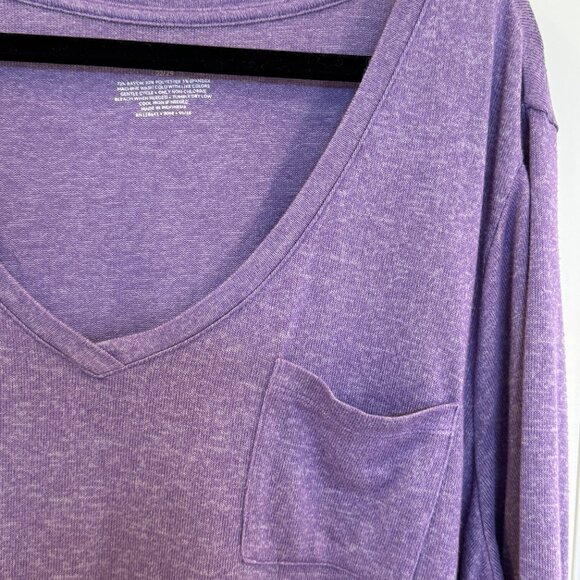 Lane Bryant Purple V-Neck Tunic Tee 3/4 Length Sleeves Lightweight EUC Casual - Picture 4 of 6